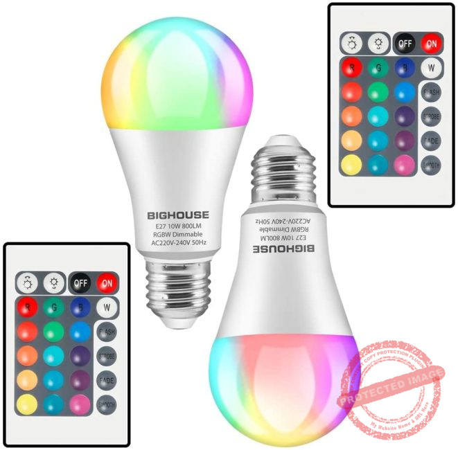 Ampoules LED RGBW E27 10W REYLAX - Changement De Couleur, Télécommande, Minuterie, Pour Ambiance Maison Fête